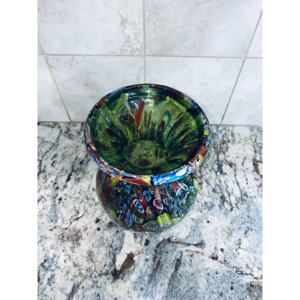 Murano Art Glass Frateli Toso Millefiori Vase Gorgeous Vintage Rare 8” Tall Nice